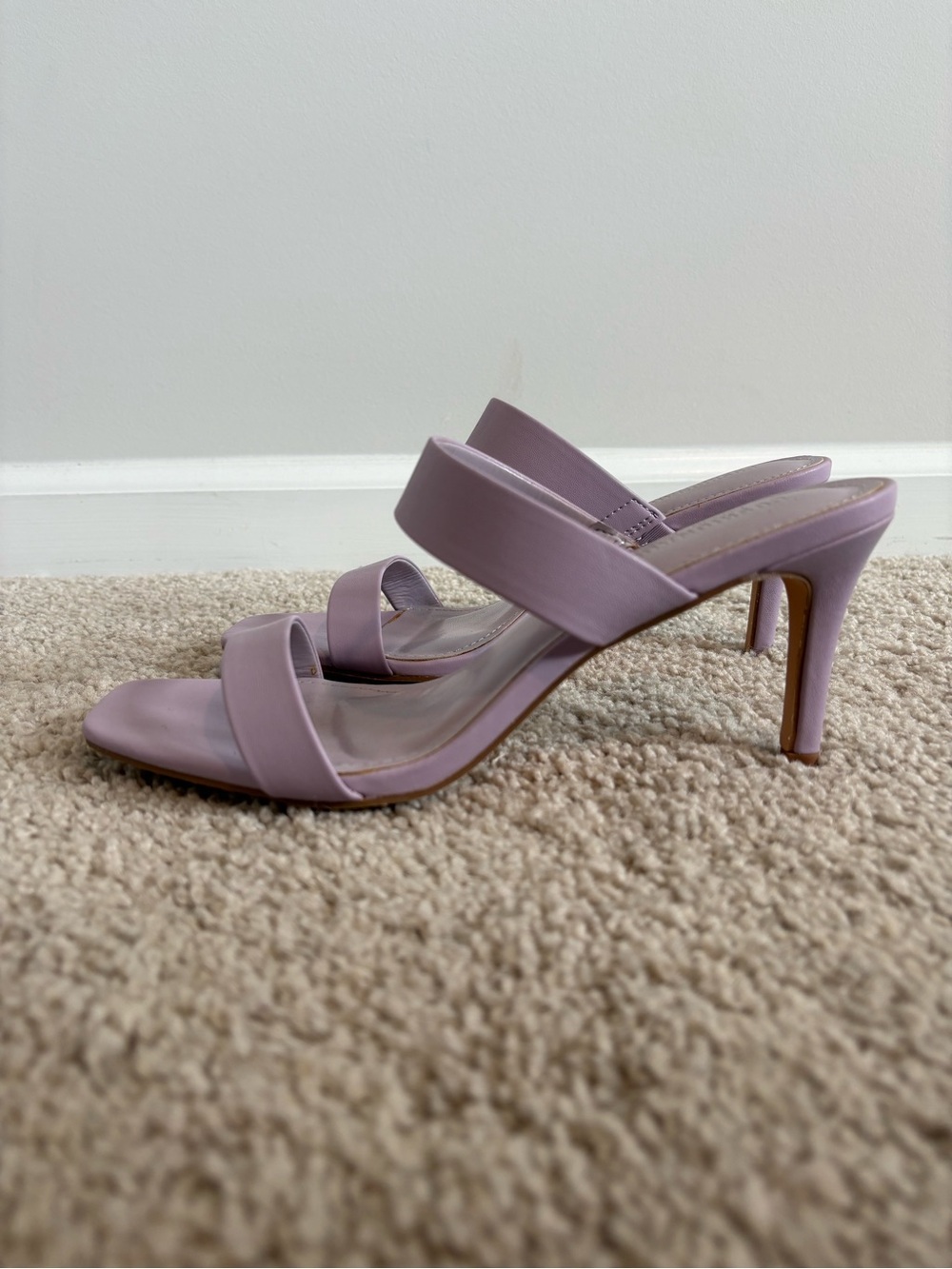 Women's Lilac Double-Strap Heeled Sandals Size 8 Feminine Girly Pop Heels
